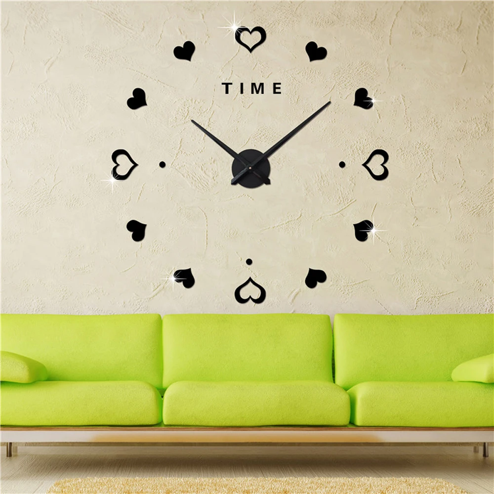 2019 Hot Sell New Diy 3d Large Acrylic Wall Sticker Clock Modern Big Mirror Wall Clocks Decor