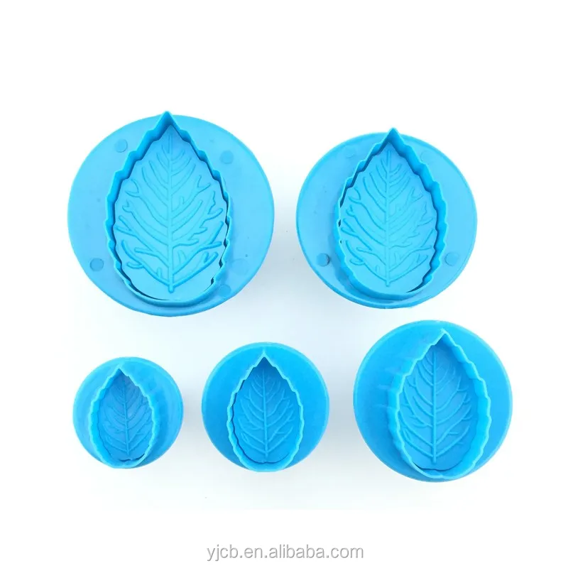 
3 pcs leaf pattern embossing tool set plastic cookie press 