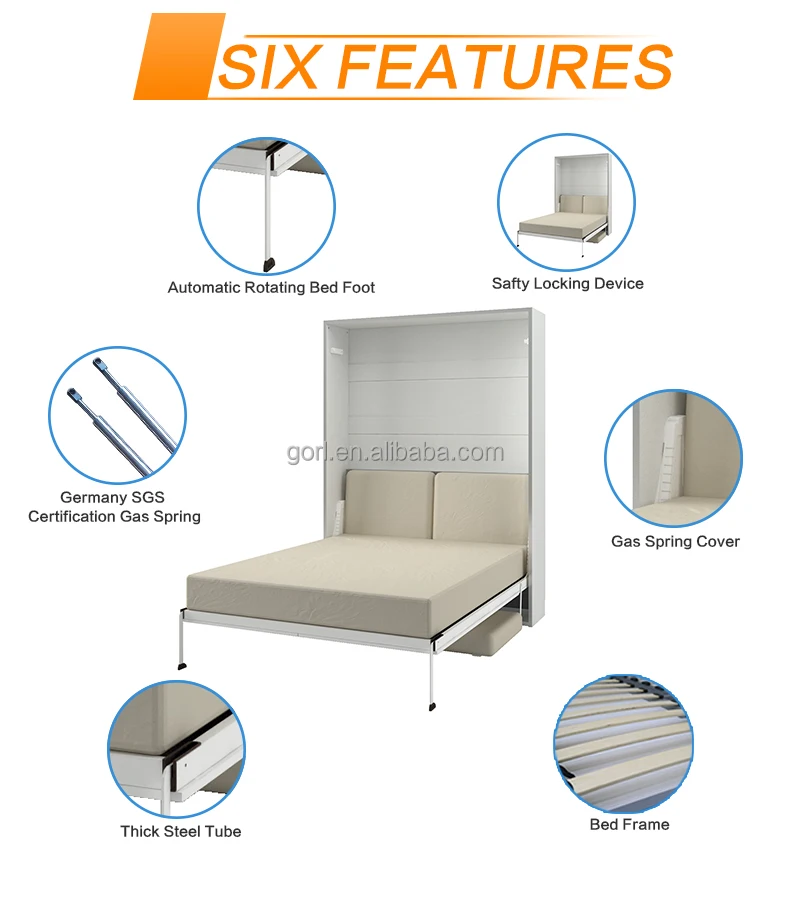 QF154/SF queen size hideaway murphy wall bed with sofa