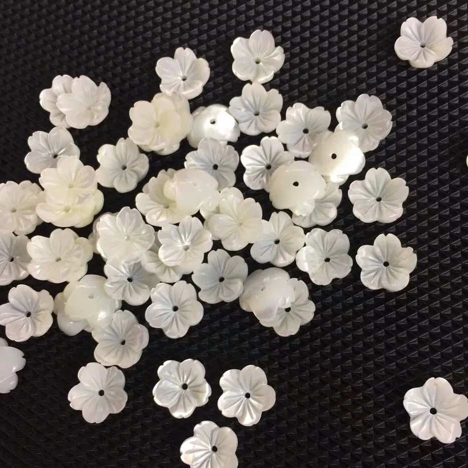 
Natural White MOP Flower Beads, White Mother of Pearl Carved Rose Flower Beads 