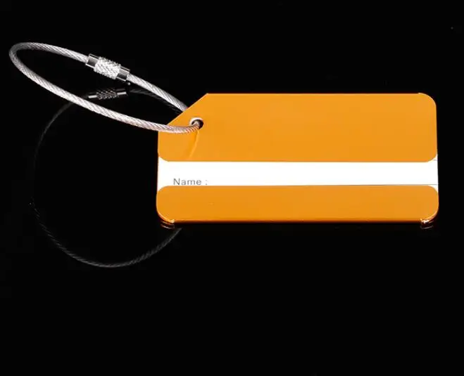 promotion gift metal aluminum travel luggage tag with stainless steel wire cable rope