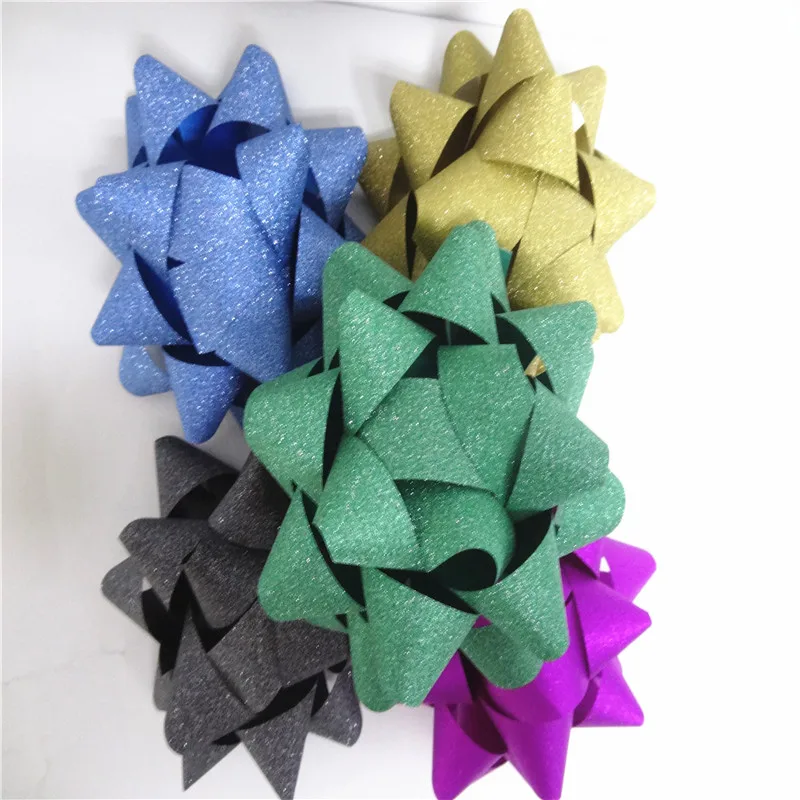 Indoor Plastic glitter pretied florist luxury gift wrap christmas wedding decoration polyester ribbon bows