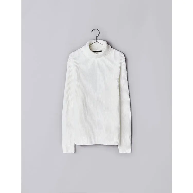 
2018 hot selling vertical ribbed mens white turtleneck sweater pullover 
