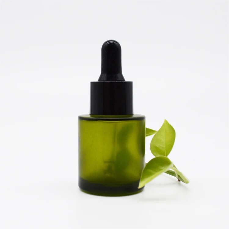 High quality olive green frosted essential oil  dropper glass bottles 20ml