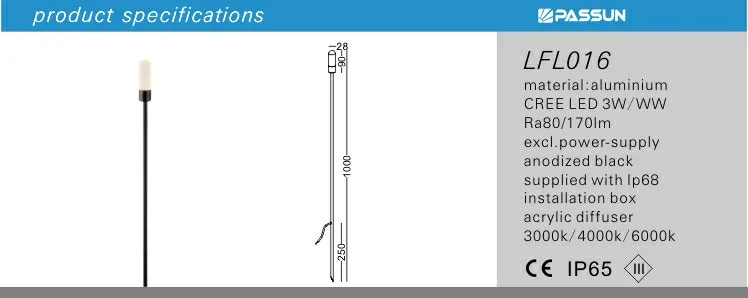 aluminium plus acrylic outdoor use waterproof pole shaped led garden light