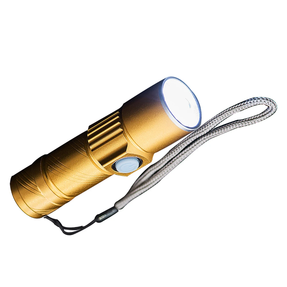 
Aluminium Alloy Zoomable Portable Tactical Waterproof MICRO USB Rechargeable Mini Torch Led Flashlight 
