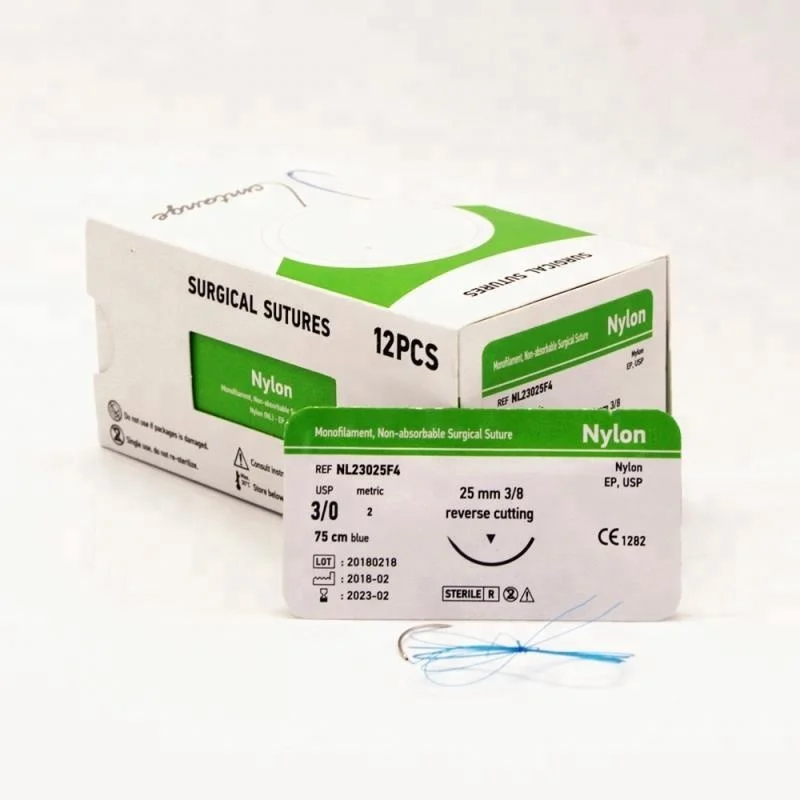 Монофиламентные неабсорбируемые нейлоновые хирургические швы с иглой USP6/0- 3 #/ USP7/0-11/0 CE ISO