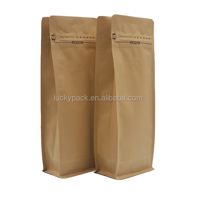 
Easy Tear Zipper Top Food Grade Kraft Paper Aluminum Foil Lined Coffee Bag With Valve 