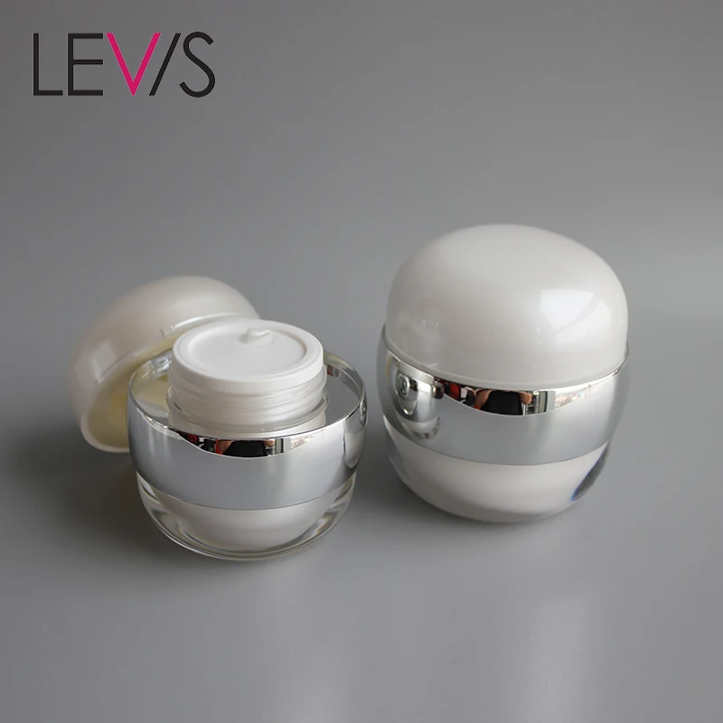 
Most Popular Pearl White Acrylic Ball Vacuum Cosmetic Face Cream Jars 50g 