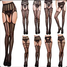 2015 sexy women mesh tight stockings Thigh High garter belt Silk Stocking solid Fishnet Pantyhose sexy fancy night club stocking