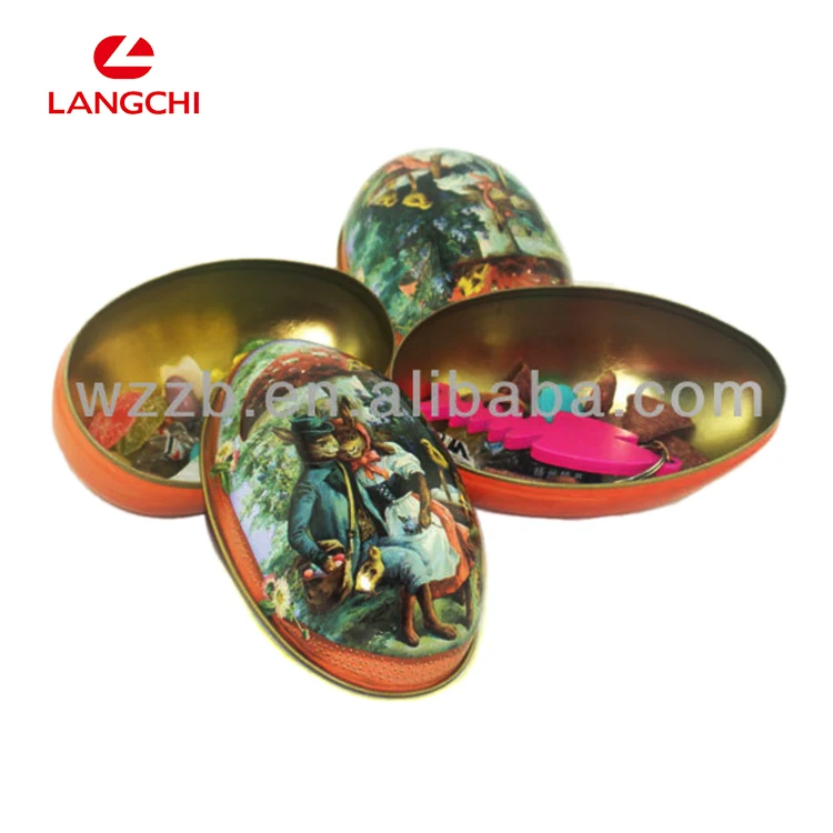 Горячие продажи широко используется прочный пасхальное яйцо форме жестяной коробке