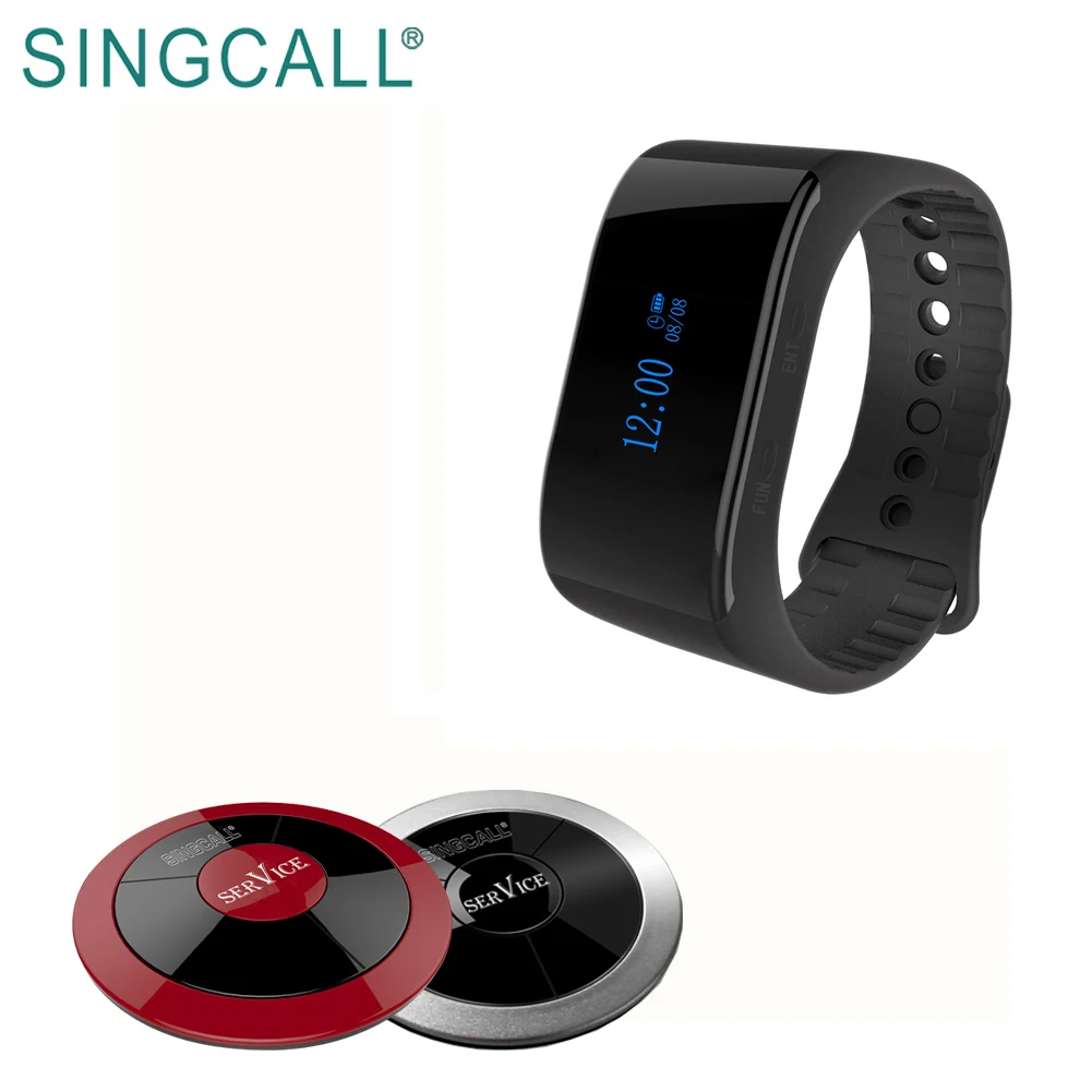 SINGCALL wireless button watch wrist pager receiver restaurant waiter watch