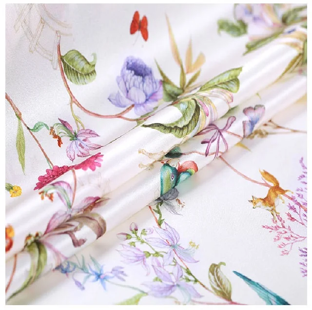 
100% digital print stretch silk charmeuse fabric For Dress and Blouse 