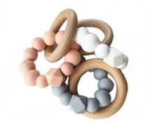 
Custom BPA Free baby silicone teether beads wooden silicone wood teething toys/silicone baby teether 