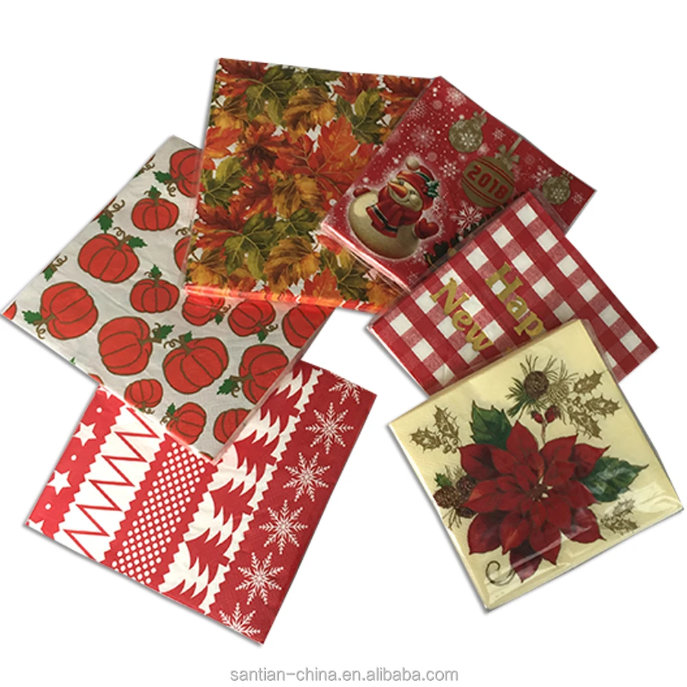 Christmas Paper Napkins In Size Of 25x25 cm For Party