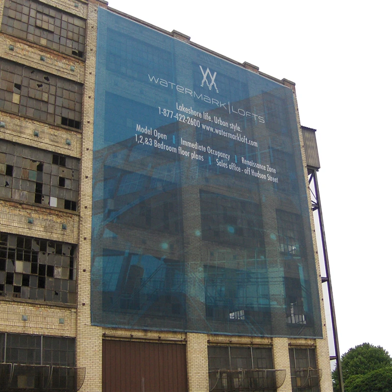 Wall mounted with wind hole large size 20ftX20ft flag banner