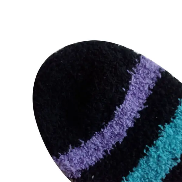 Womens Fuzzy Fluffy Knee High Plush slipper Socks with Colorful Striped Pattern