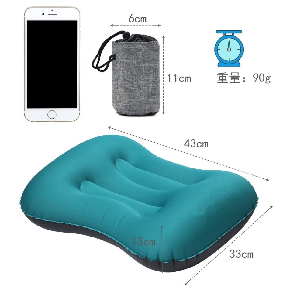 Woqi Inflatable Camping UltraLight Travel Pillow for Neck & Lumbar Support,Compressible, Compact, Comfortable