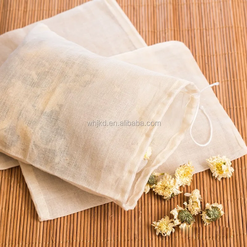 Cotton Muslin Drawstring Reusable Bags Packing Herbs Tea