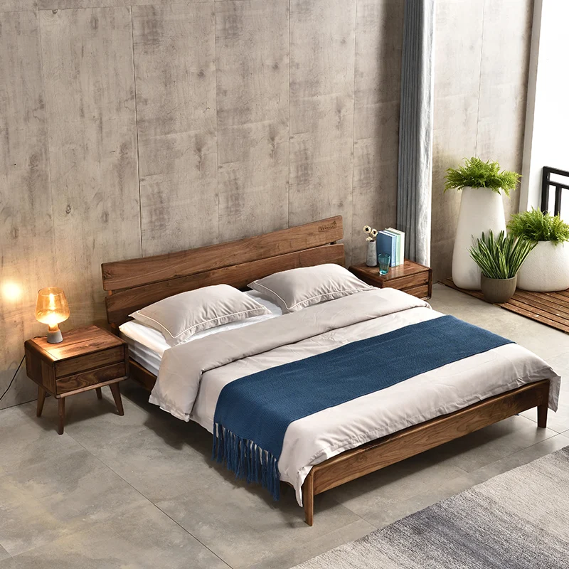 nordic contracted single solid wood double beauty king size bed furniture designs solid wood bedroom furniture set