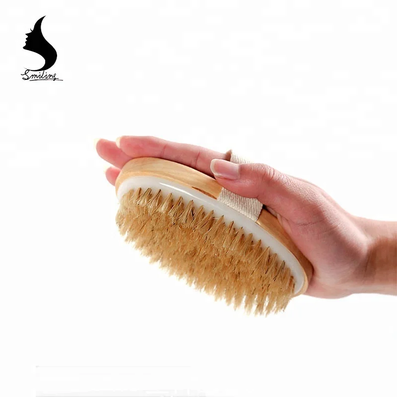 
Wooden Handle Natural Bristle Bath Shower Dry Human Body Scrub SPA Massage Cuticle Remove Brush 