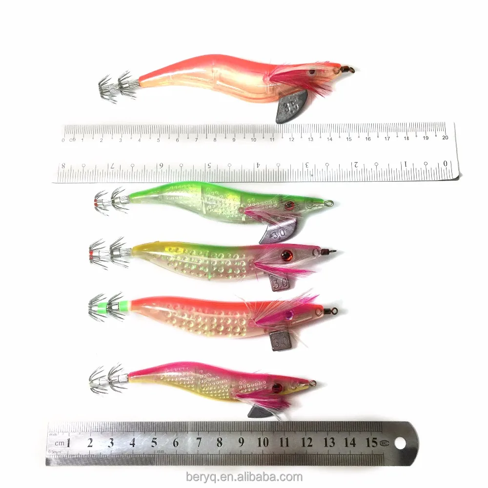 Glowing Wooden Shrimp Squid Octopus Hook Bait LED Glowing Hard Bait Plastic Explosive Hook Bait