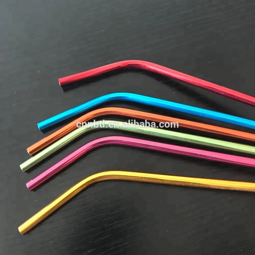 
6mm Food grade aluminum straw stainless steel drinking straw with various colors bulk order 