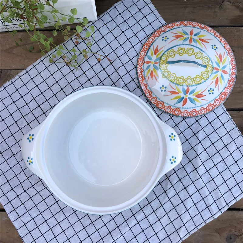 
wholesale beautiful pattern soup tureen with two handle 