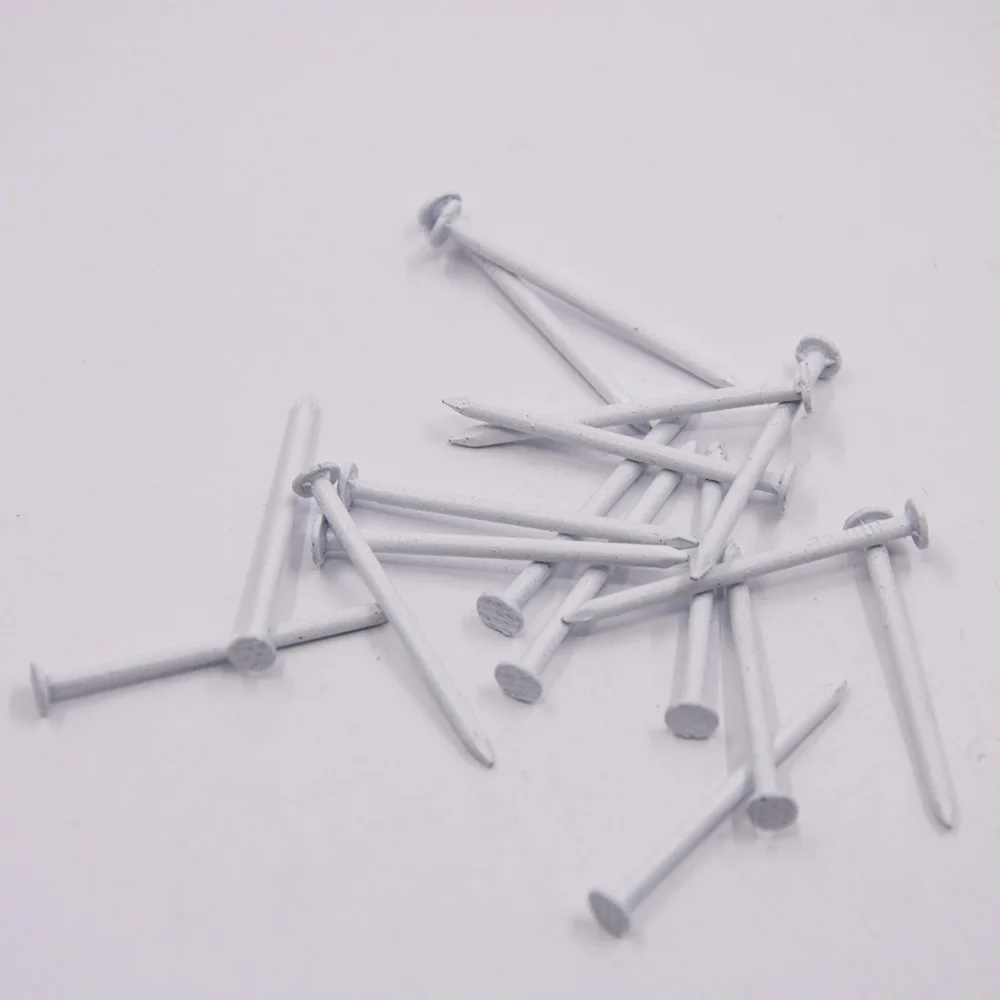 
White paint color checkered round flat plain head bright shank common iron nails 