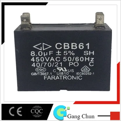 CBB61 8uf 450v capacitor Small capacitor