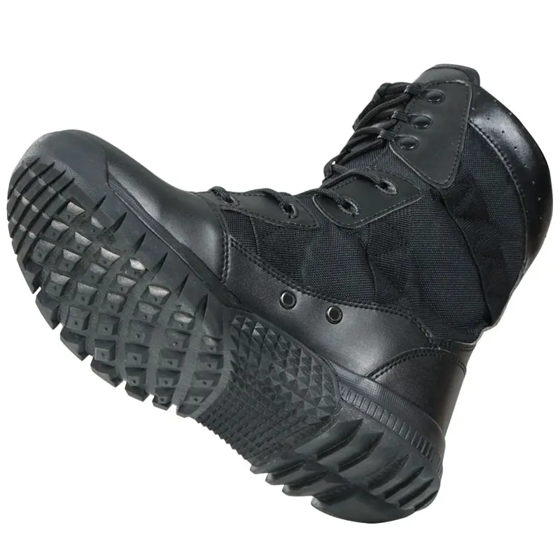 Fashionable Genuine leather  Tactical Combat Black  Canvas Green Boots for Men