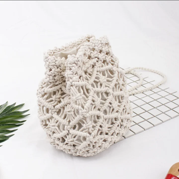 Fabric bags Shoulder Straw Summer of Women Fabric Crossbody Bags Canvas Jute Beach Travel Bag