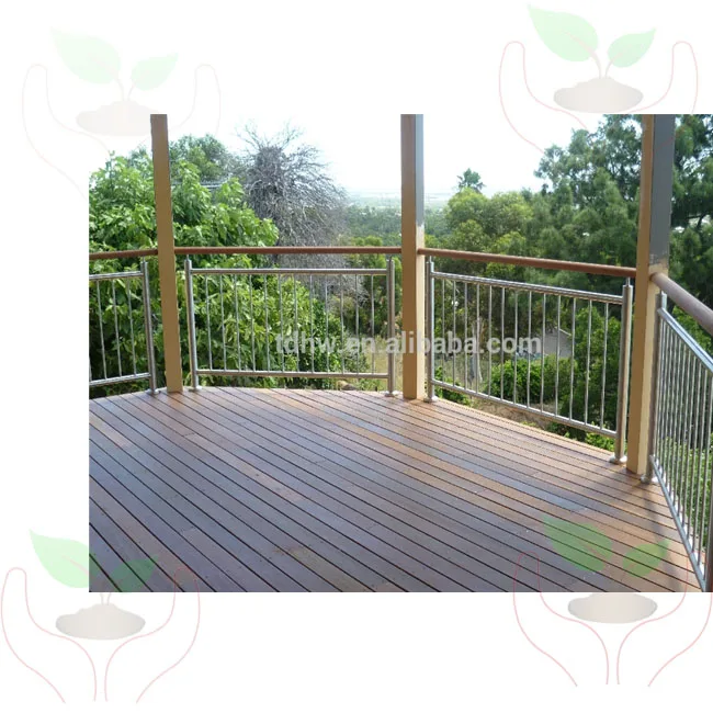 Vertical Stainless Steel Balustrade with Timber Handrails