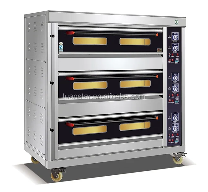 
3 Deck 9 Trays Oven Bakery,Single Phase Electric/Gas Oven 9 Trays 