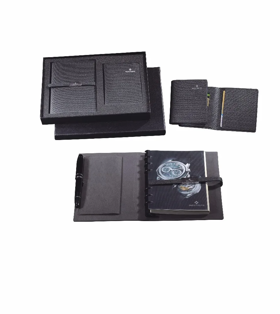 Hardcover customized diary notebook Rotating button logo Week plan journal leather PU promotion gift set stationary notepad