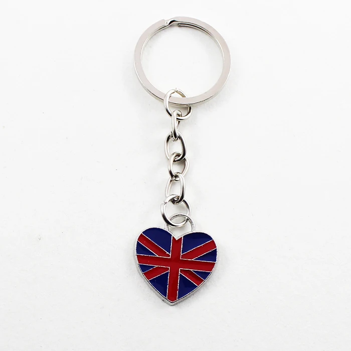 Custom Car shape UK United Kingdom British Flag Metal Keychain  chain keyring London Souvenirs gift