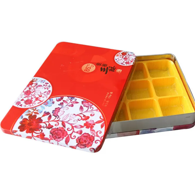 
Rectangular hinged tin containers metal box with clear lids wholesale 