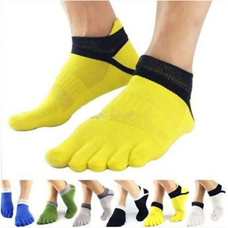 100% cotton Patchwork Men Socks Hot Sale Casual Sports Five Finger Toe Socks