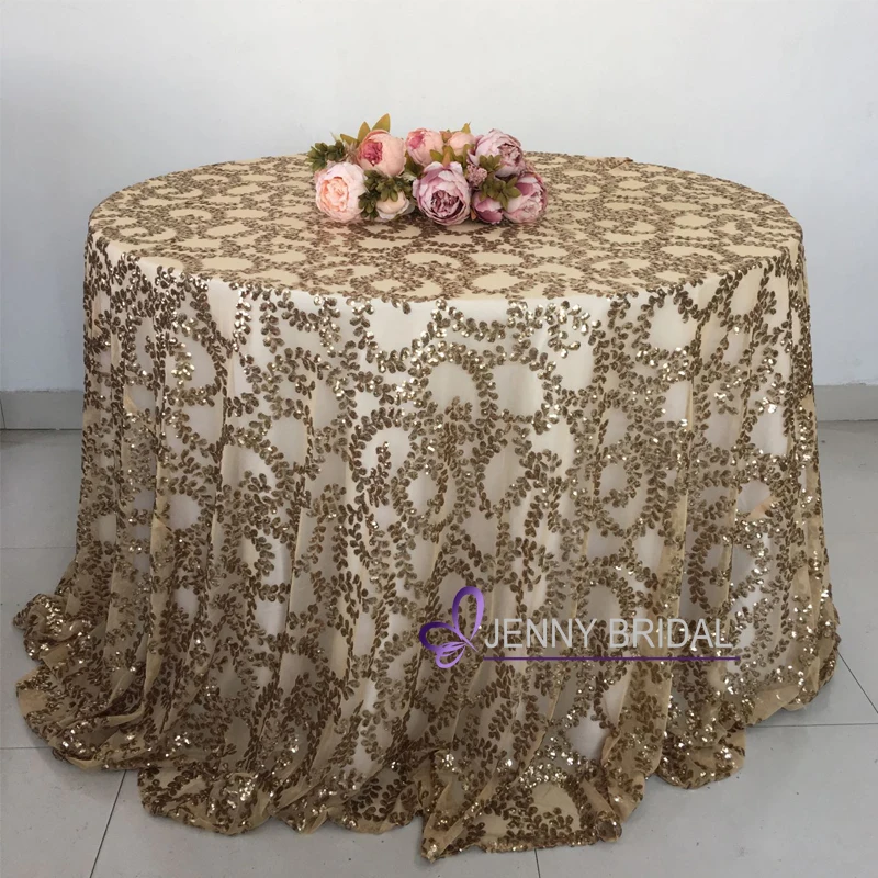 SQN#73GL custom 108 inch round rose gold table cloth sequin tablecloth