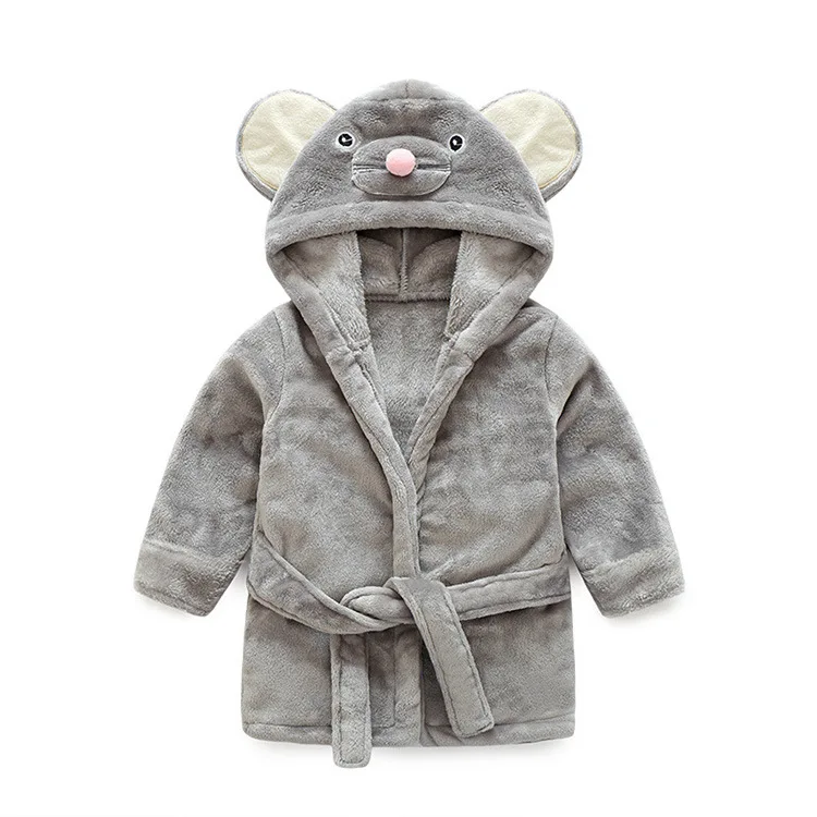 Soft warm Cartoon Cute Animal Shaped 100% polyester flannel fleece children pajamas Wearable baby bathrobe