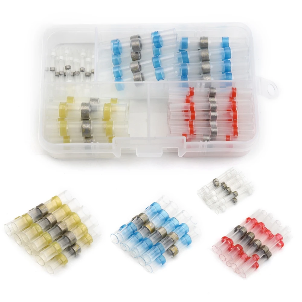 China manufacturer 100 pcs solder sleeves for wire electrical cable seal heat shrink butt terminal connector with great price