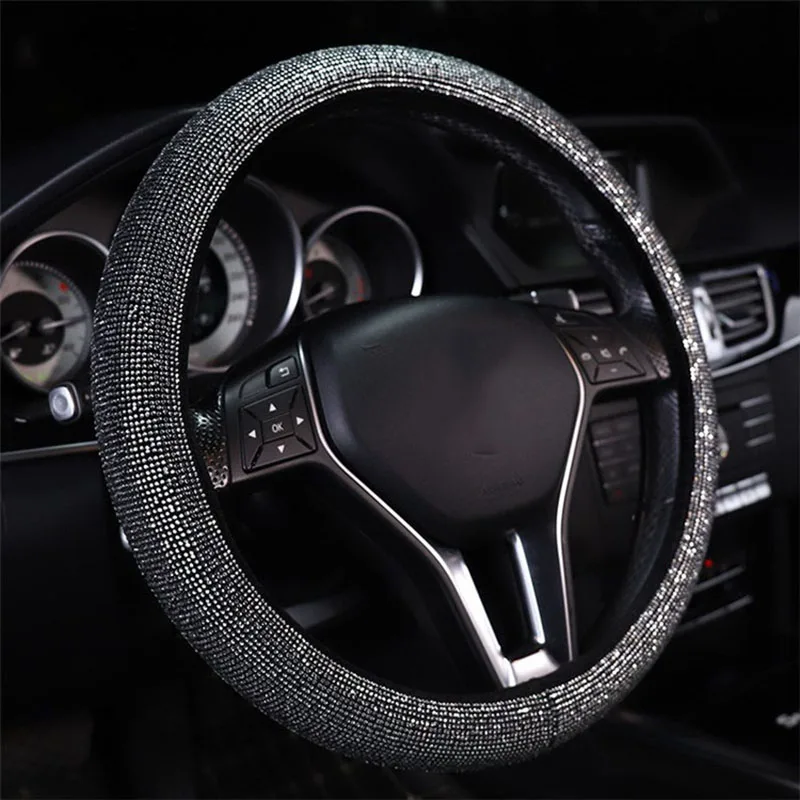 
Crystal Bling Purple Steering Wheel Cover For Girls Car Interior Accessories 