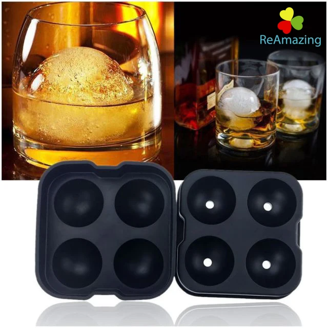 
Amazon 4 Cavity Round Ball Shape Silicone Ice Cube Mold Maker 
