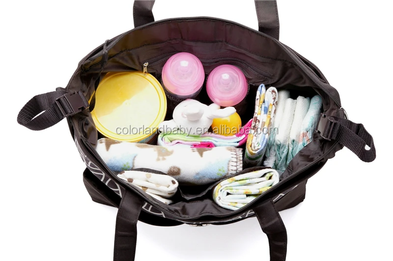 Colorland Special offer Designer Tote Baby Diaper Bag for Mom Deluxe Organizer with Built in Stroller Straps