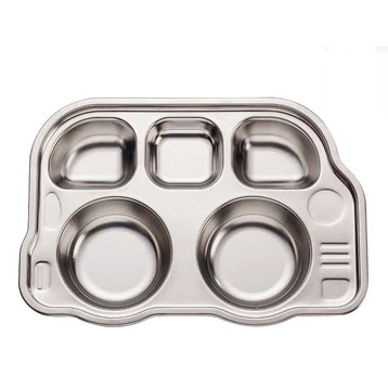 
Cartoon Shape 18/10 18/8 Stainless Steel Divided Compartment Plate / Kids Utensils Tray / Bus Plate 