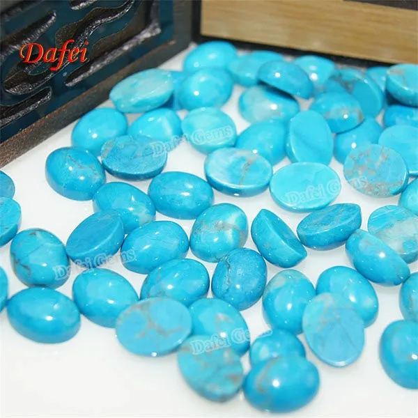 Semi-Precious Stone Oval Cabochon Natural Blue Turquoise