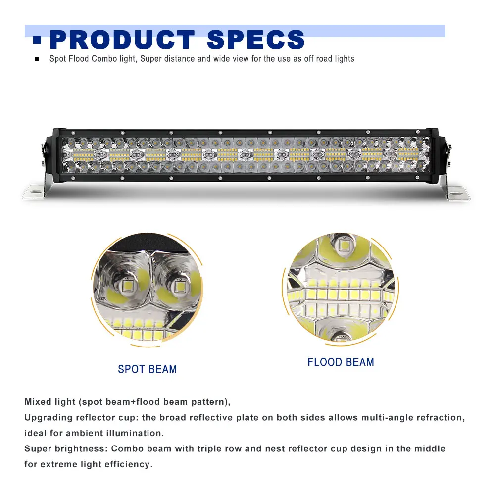 Тройная Светодиодная панель для грузовиков, высокояркая Автомобильная внедорожная панель для грузовиков, 22, 32, 42, 52 дюйма, новейший дизайн