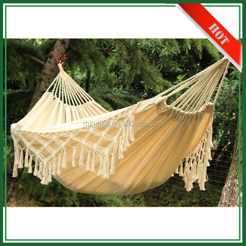 Wholesale High-grade Custom Linen Cotton Outdoor Camping Rocking Hammock with Macrame