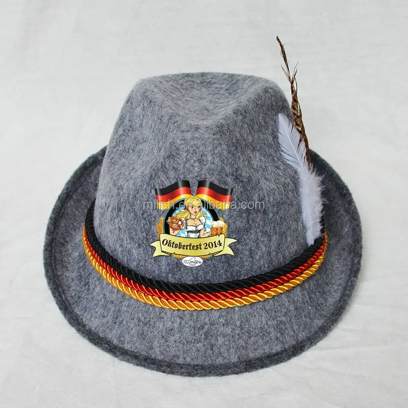 MHH130 Party Festival Custom Swiss German Oktoberfest Bavarian Alpine felt hat, custom logo printed hats
