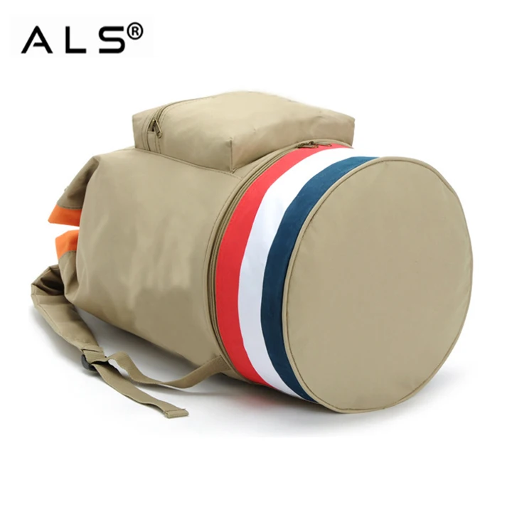 Round Sling Polyester Sports Bag With Shoe Compartment Round Shaped Large Capacity Drawstring Backpack Sling Bag Backpack